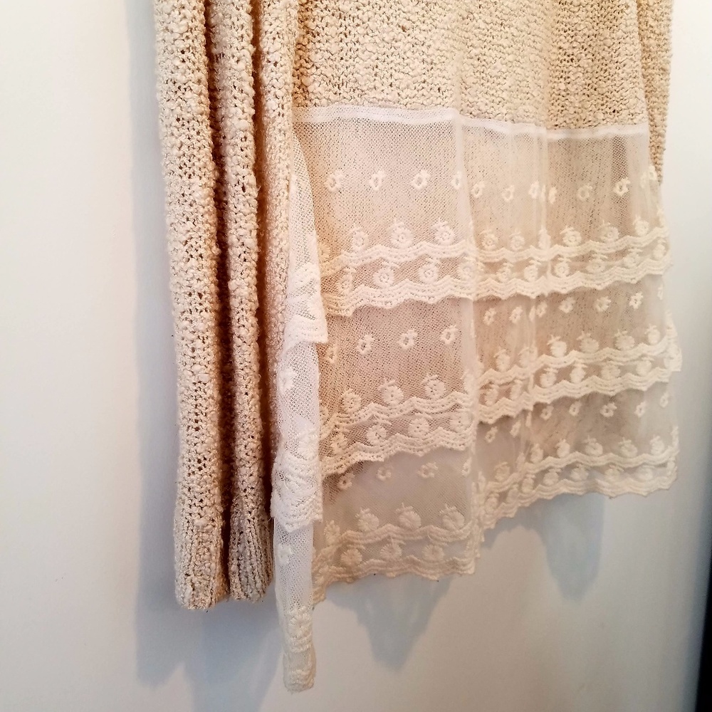 Katsumi Cream Knit & Lace Sweater